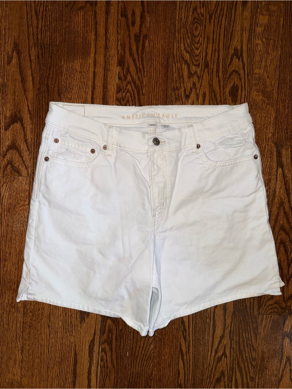 American Eagle Outfitters White High-Rise Denim Cutoff Shorts